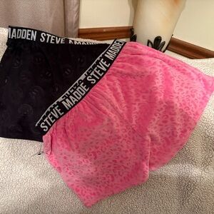 Steve Madden Black and Pink Lounge Shorts set of 2 , comfy soft from wst -hm 11”